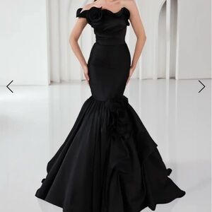 Terani Couture Long Fitted 3D Floral Dress